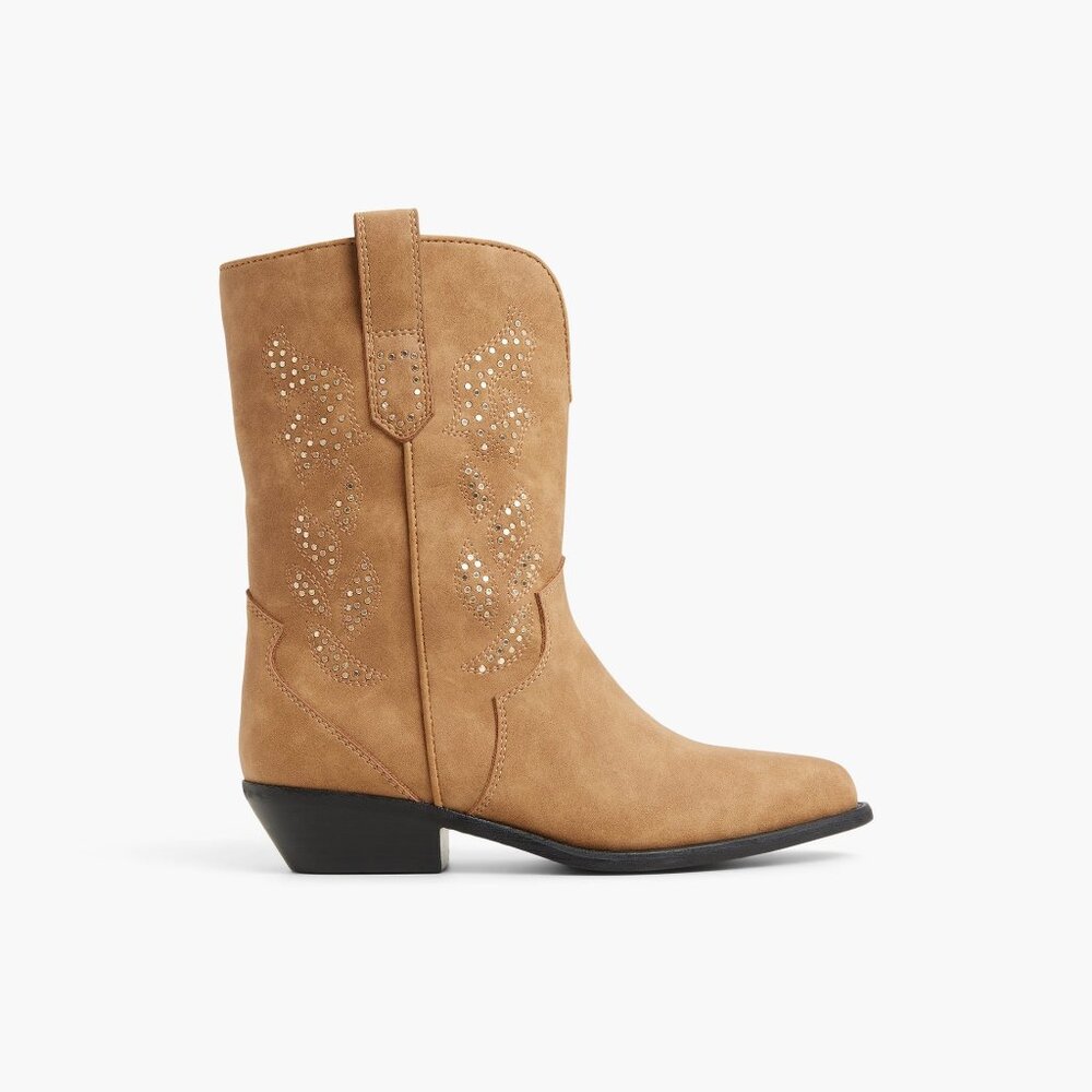 Western Mid-Calf Boots, Block heel